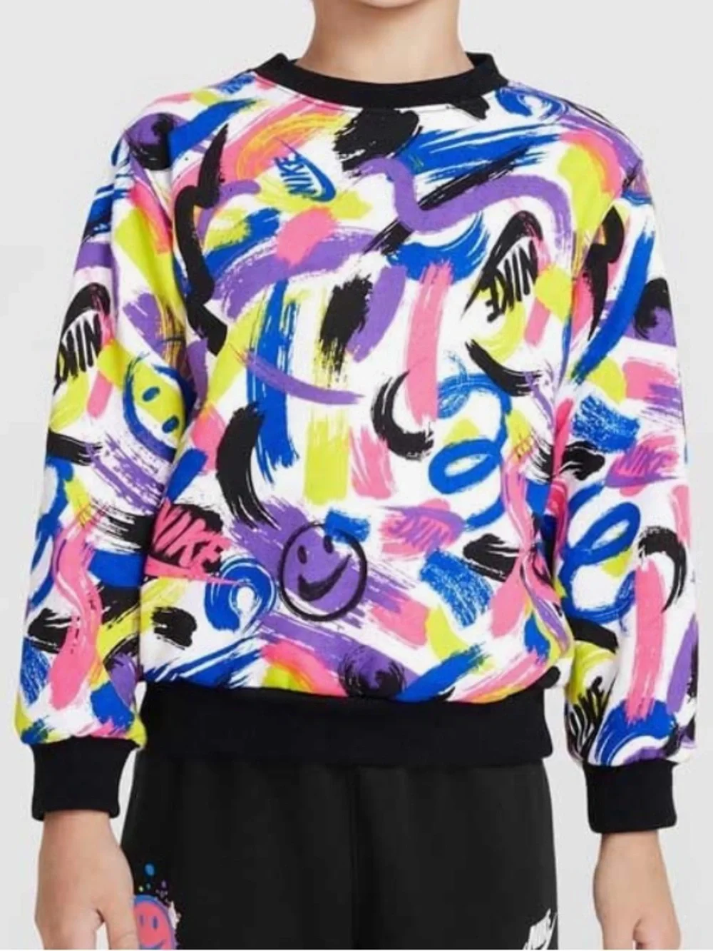 Nike Neon Brushstroke Graphic Crewneck Sweatshirt Size 6 /M